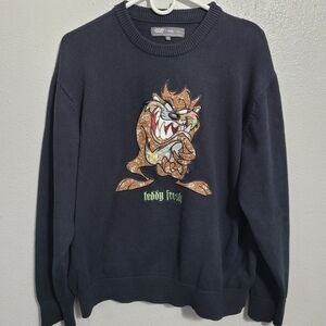 Teddy Fresh Black Sweater with Taz Design